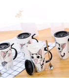 Cute Ceramics Coffee Mug With Lid